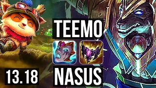 TEEMO vs NASUS (TOP) | 1.6M mastery, 4/1/4, 700+ games | NA Master | 13.18