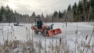 Kubota BX2380 Clears the Snow from Our Backyard Pond and Finally Eliminated Windrows