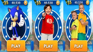 Sonic Dash vs Vlad and Niki vs Tag with Ryan - All Characters Unlocked Android Gameplay