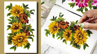 Radiant Sunflowers 🌻  | Acrylic painting | Sunflower Bouquet | How to create stunning image