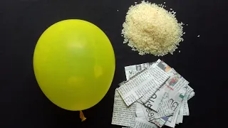 Making a beautiful pot using balloon,   newspaper and rice | Newspaper Craft | Best out of waste