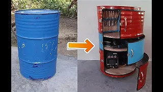 How to turn an old barrel into a toolbox