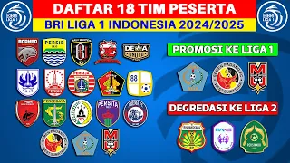 DAFTAR 18 TIM PESERTA BRI LIGA 1 INDONESIA 2024/2025