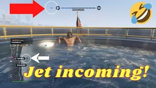 Jet griefer vs yacht defense - GTA Online