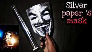 How to Make Hacker Mask from Silver Paper / Handmade silver foil paper mask / anonymous / Vendetta