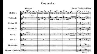 A. Vivaldi - Concerto for 4 Violins in B minor - RV580 - Score sheet music - l Mov.