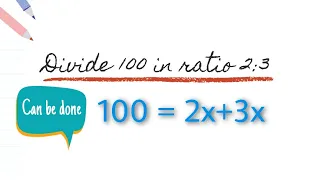 Ratio : Dividing a number into two parts | How to divide ratios |  4th method