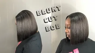 HOW TO : Blunt bob cut | Sew-in | Leave out