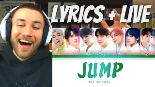 THE ENERGY 😆 BTS - JUMP LYRICS + LIVE PERFORMANCE REACTION