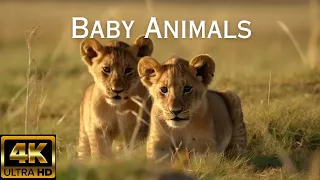 Baby Animals 4K - Amazing World of Young Animals | Scenic Relaxation Film with Calming Music
