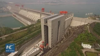 Exclusive aerial view: world's largest shiplift at China's Three Gorges Dam