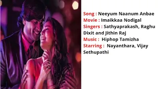 Neeyum Naanum Anbe | Lyrics with English Translation | Imaikkaa Nodigal | Nayanthara | V S |