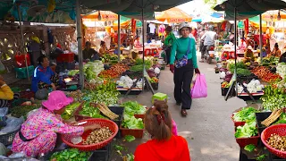 Massive supply of fresh food, vegetables, fruits, meat & more, Cambodian food market tour