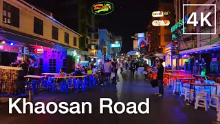 KHAOSAN ROAD - Bangkok 4K Walking Tour | Thailand (2022)