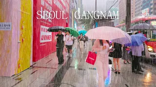 GANGNAM Style Rainy Day, Saturday Night Walk, Seoul Travel Walker.