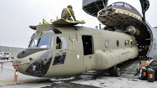 Incredible Loading CH-47 Chinook into Gigantic C-5M Super Galaxy