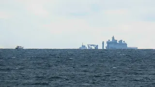 Large vessel over the horizon viewed from Hope Cove 20220704