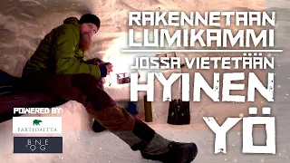 Rakennetaan Lumikammi takapihalle jossa vietetään hyinen yö. Testissä Exped DOWNMAT 7 LW