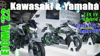 EICMA '22: News from Kawasaki & Yamaha, including the EV & Hybrid & the Tracer 9 GT+ & Tenere 700.