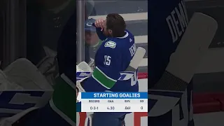 Demko making sure he is WIDE awake for this game