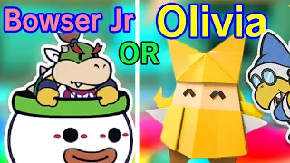 Follow Bowser Jr Vs Olivia's Vs. Kamek - All Choices in Paper Mario: The Origami King Cutscenes