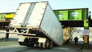 TRUCKS SMASHING INTO BRIDGES | IDIOT TRUCK DRIVERS | CRAZY TRUCK DRIVING FAILS 2023