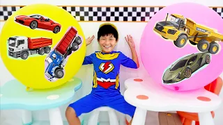 자동차 장난감 풍선놀이 예준이의 중장비 트럭놀이 Car Toy Balloon Toy for Kids