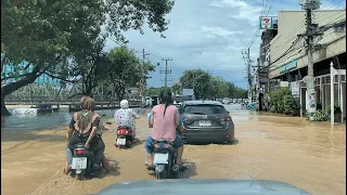 Driving Chiang Mai Flooded Lamphun Road 3 October 2022 #driving #flood #chiangmai