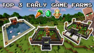 Minecraft Top 3 EARLY GAME Farms | No Redstone, Easy