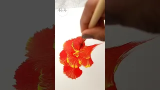 💫🔴 AMAZING Flower Painting Using ROUND BRUSH technique ✨️💫 #shorts