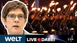 ZAPFENSTREICH: Bundesverteidigungsministerin Kramp-Karrenbauer wir verabschiedet | WELT Live dabei