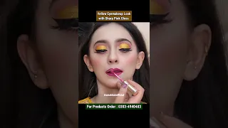 yellow Eyemakeup with sharp pink Lipstick by Asma Khan #shorts #makeuptutorial #asmakhan