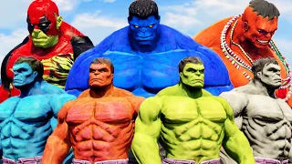 BLUE HULK vs ULTIMATE RED HULK vs HULK vs DEADPOOL HULK - What If Battle Superheroes