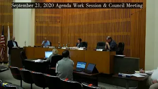 September 21, 2020 Agenda Work Session & Council Meeting