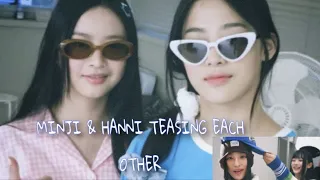 a TikTok video that proves minji and hanni teasing each other for 3 minutes straight