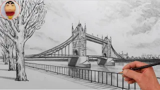 Hướng dẫn cách vẽ cầu tháp London ai cũng có thể vẽ/How to Draw London Tower Bridge Realistic