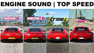 Mercedes-Amg GTR Engine Sound & Top Speed - Forza Horizon 5 vs FH4 vs The Crew 2 vs NFS Heat