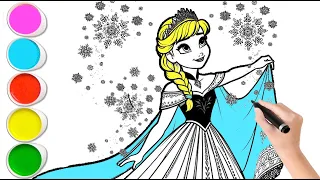 Elsa Princess Drawing || How to draw Frozen for kids || Frozen Coloring pages