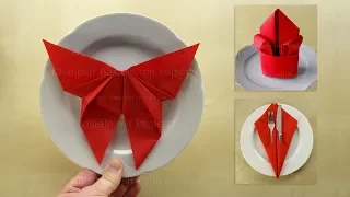 3 Napkin folding techniques: Butterfly 🦋, Lily, Pocket