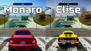 NFS Most Wanted: Vauxhall Monaro VXR vs Lotus Elise - Drag Race