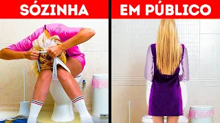 SOZINHA vs EM PÚBLICO || TRUQUES PODEROSOS E GADGETS PARA GAROTAS INTELIGENTES