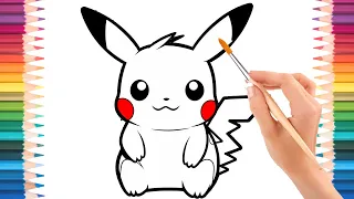 How to Coloring A POKEMON PIKACHU step by step easy drawing for kids