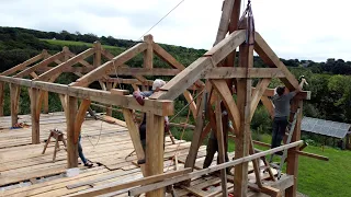 Timber Framed Barn Part 17 Trusses Are Up!