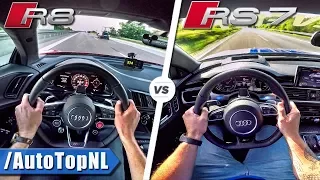 802HP Audi R8 V10 PLUS vs 750HP Audi RS7 | 0-325km/h | AUTOBAHN POV & ACCELERATION by AutoTopNL