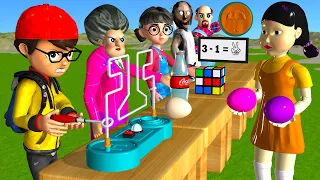 Scary Teacher 3D vs Squid Game Buzz Wire Loop 5 Times Challenge Flying Eggs Miss T vs Granny Loser