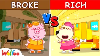 Rich vs Broke Airplane Challenge with Wolfoo - Fun Playtime for Kids 🤩 @WolfooCanadaKidsCartoon