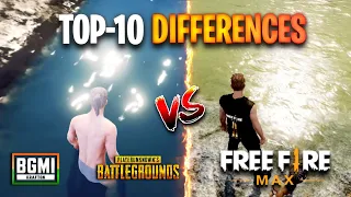 BATTLEGROUND MOBILE INDIA VS FREE FIRE MAX // PUBG MOBILE VS FREE FIRE MAX// TOP-10 DIFFERENCES