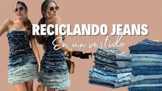 Vestido Strapless con Jeans Reciclados UPCYCLING #denim #fashion #upcycling