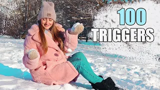 ASMR 100 TRIGGERS in 10 minutes SNOW, ICICLES, ICE | АСМР 100 ТРИГГЕРОВ Снег, лед и сосульки