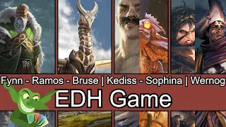 SO CLOSE! Fynn vs Ramos vs Bruse | Kediss vs Sophina | Wernog EDH / CMDR game play